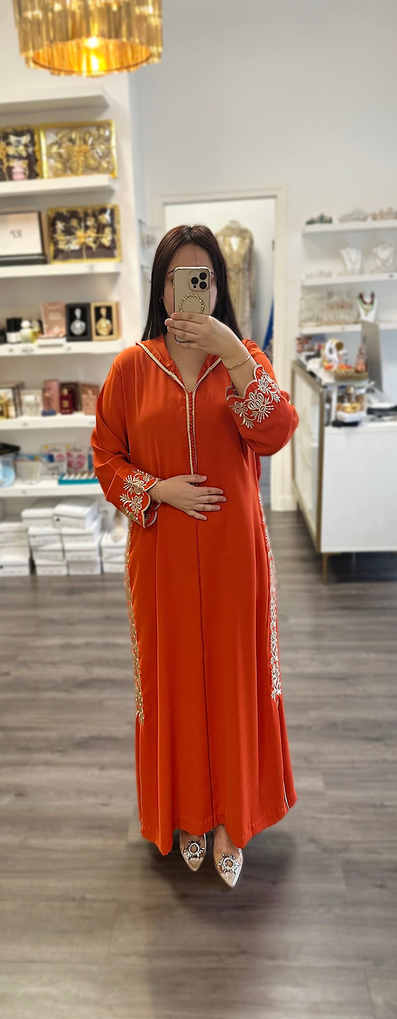 Robe modeste à capuche orange